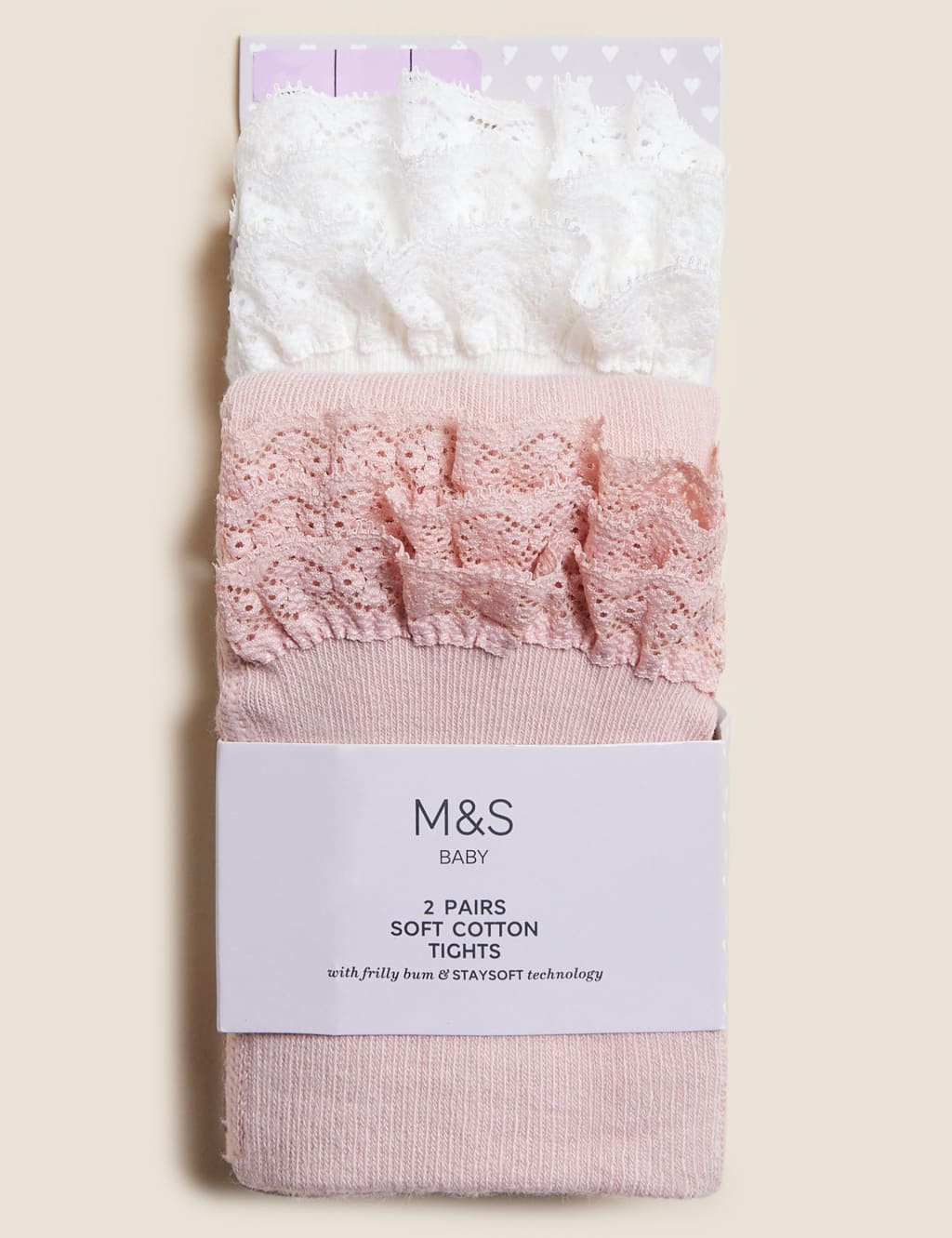 2pk Cotton Rich Frill Tights (0-2 Yrs) image 1