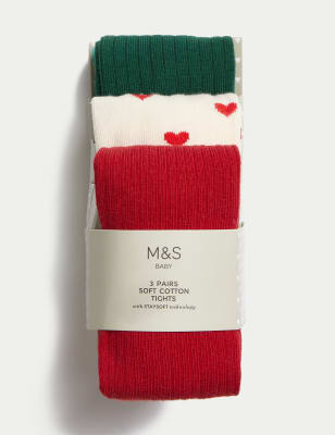 3pk Cotton Rich Christmas Tights