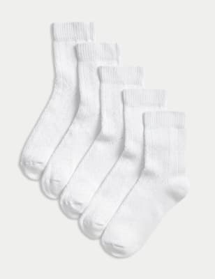 

Girls M&S Collection 5pk Patterned Pelerine Socks - White, White