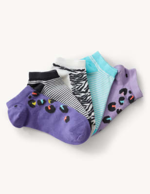 

M&S Collection 5er-Pack Trainer Liners™ mit hohem Baumwollanteil und Leopardenmuster - Multi, Multi
