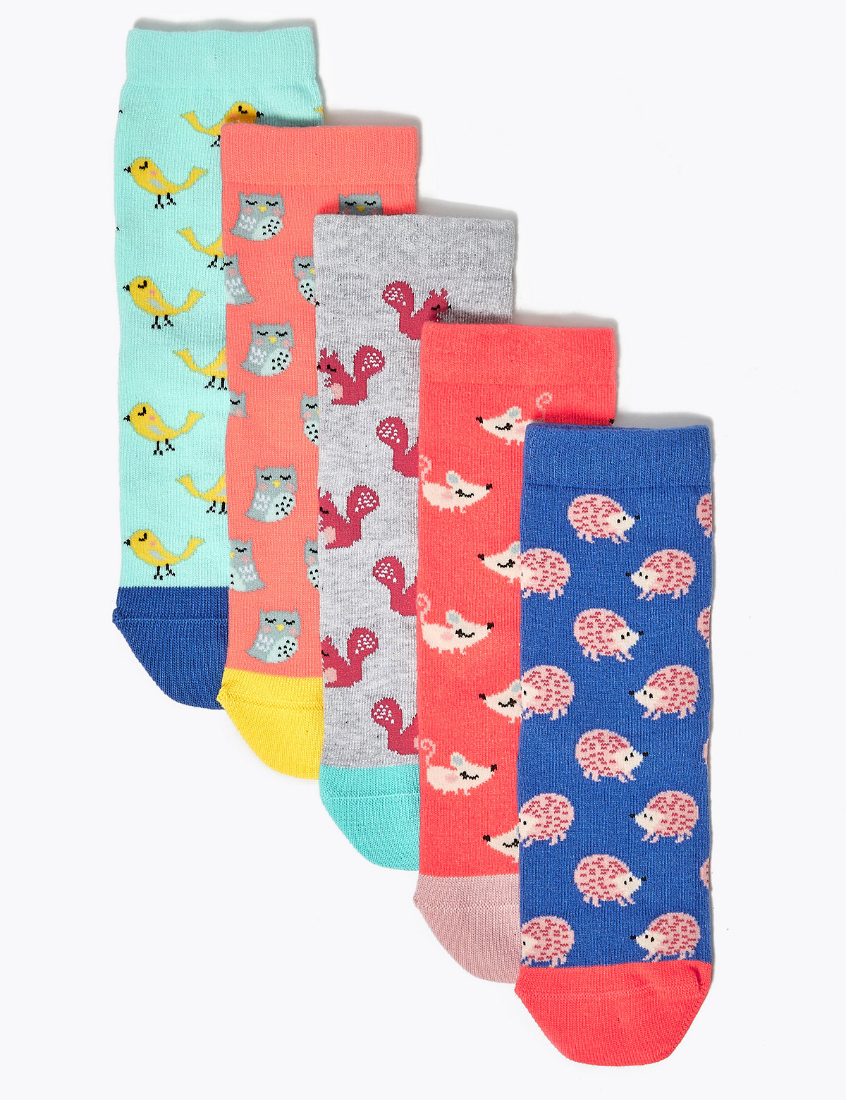 5pk Cotton Animal Print Socks