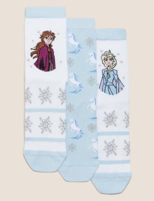 

M&S Collection 3er-Pack Socken mit hohem Baumwollanteil und Frozen 2™-Motiv - White Mix, White Mix