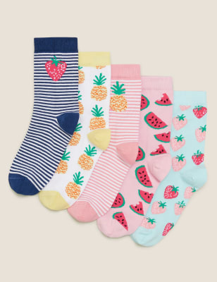 Lot de 5 paires de chaussettes en coton à motif fruit - Multi