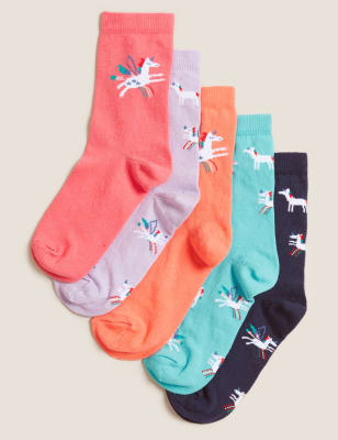 

M&S Collection 5er-Pack Socken mit hohem Baumwollanteil und Einhornmuster - Multi, Multi