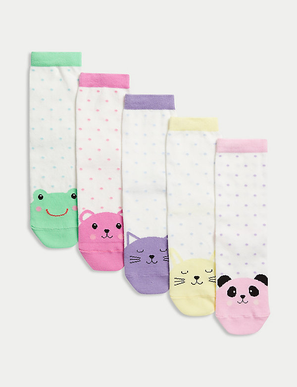 5pk Cotton Rich Spotty Animal Socks - JE