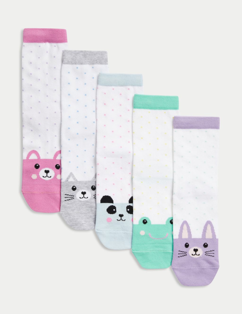 5pk Cotton Rich Spotty Animal Socks image 1