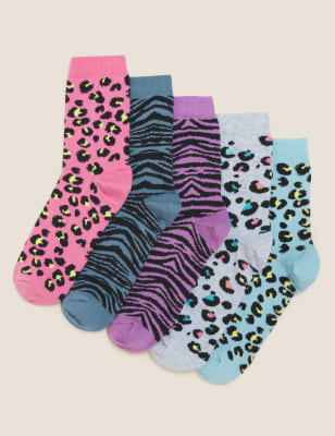

Girls M&S Collection 5pk Cotton Rich Animal Socks - Multi, Multi