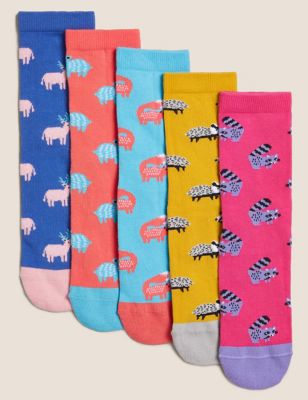 

Girls M&S Collection 5pk Cotton Rich Animal Socks - Multi, Multi