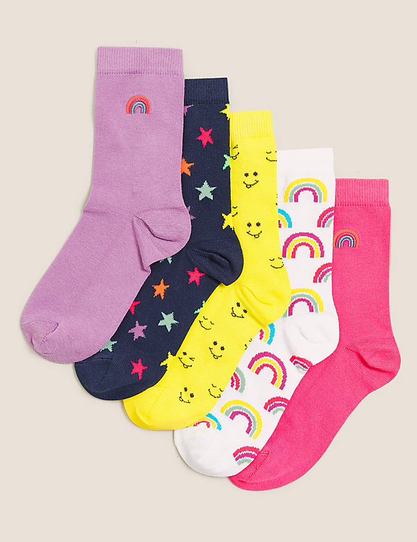 5pk Cotton Rich Rainbow Socks