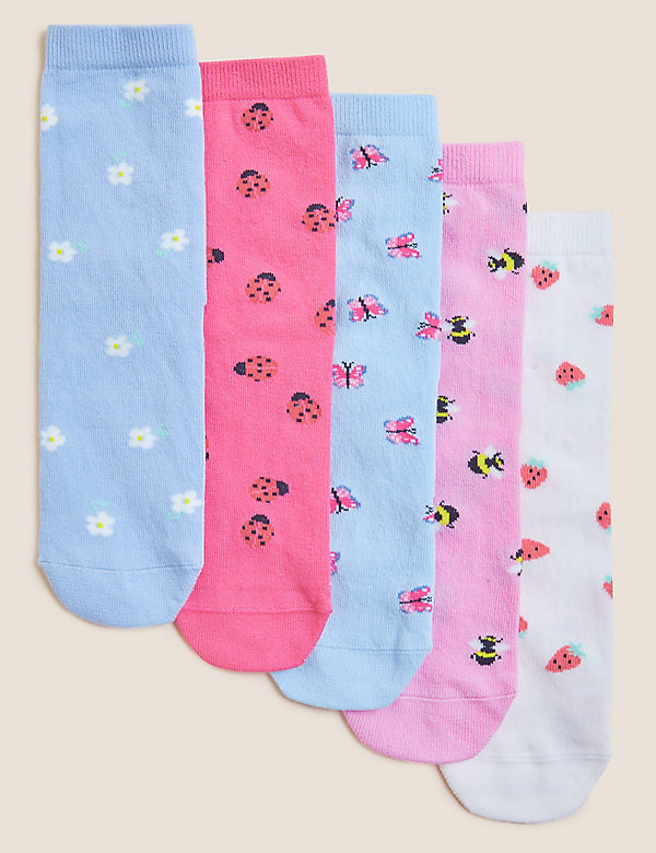 Marks & Spencer Girls Clothing Underwear Socks 5pk Cotton Rich Socks 