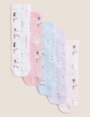 

M&S Collection 5er-Pack Socken mit hohem Baumwollanteil und Ballerinamuster - Multi, Multi