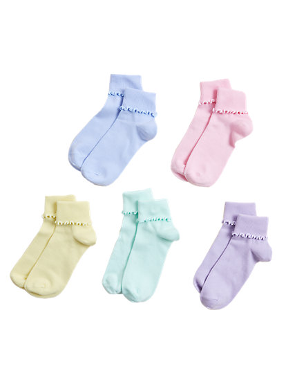 m&s collection 5pk cotton rich socks - 12+3+ - multi, multi
