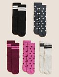5pk Cotton Rich Sparkle Spot Stripe Socks