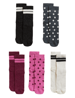 

M&S Collection 5er-Pack glitzernde Socken mit hohem Baumwollanteil und Punktmuster - Multi, Multi