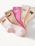 5 paar katoenrijke sokken met hondmotief