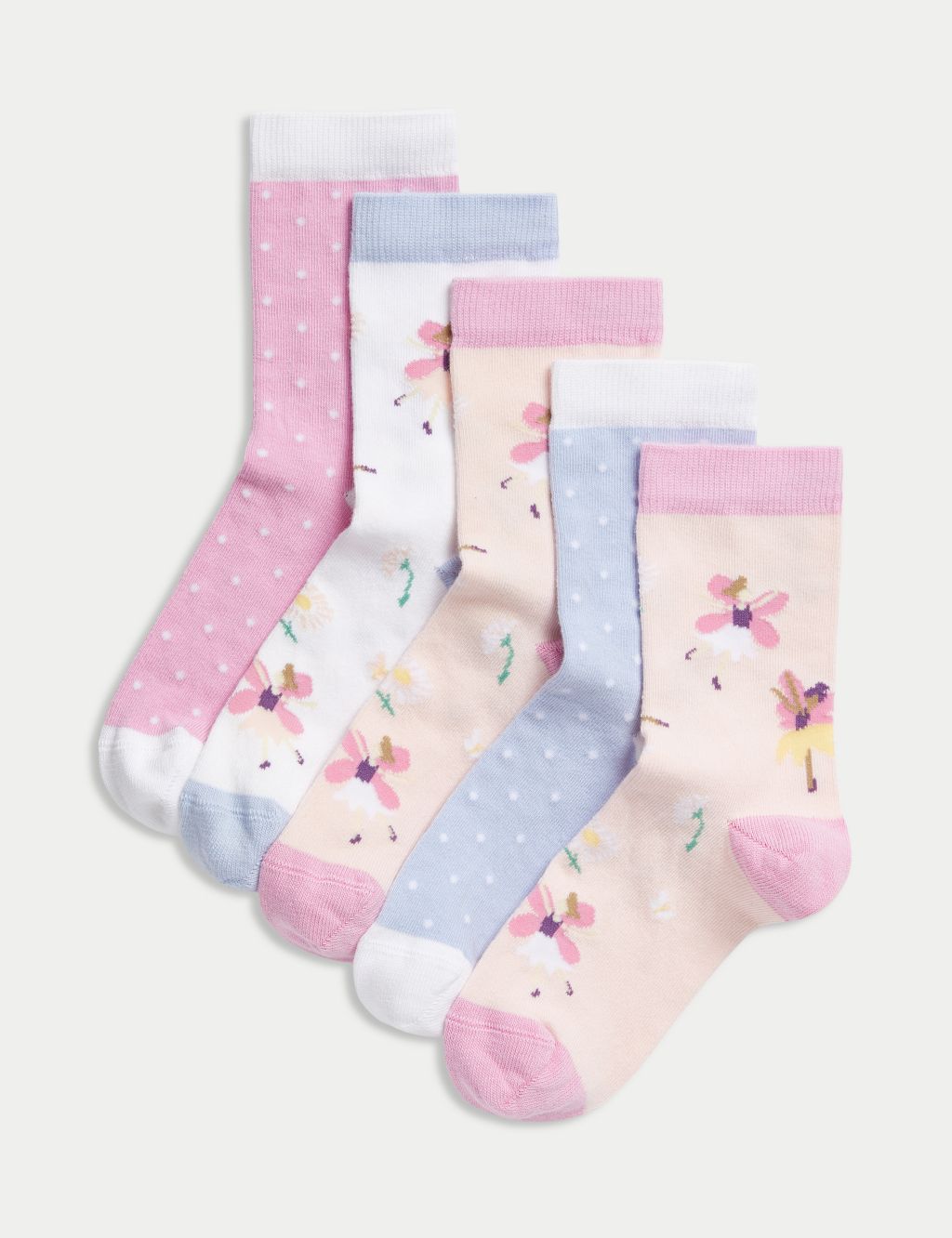 5pk Cotton Rich Floral & Spotty Socks image 1