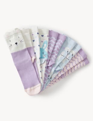 

Girls M&S Collection 5pk Cotton Rich Bunny & Striped Socks - Multi, Multi