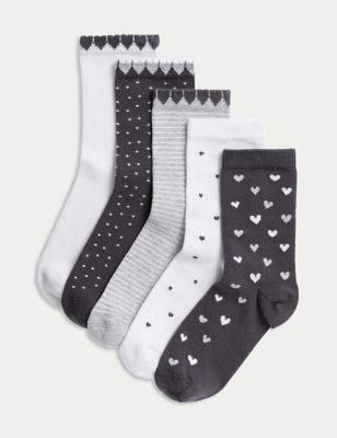 5pk Cotton Rich Printed Socks