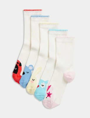 Lot de 5&nbsp;paires de chaussettes en coton à motif animal - CA