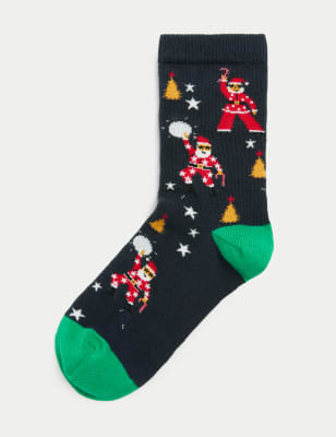 

Girls M&S Collection Cotton Rich Disco Santa Socks - Multi, Multi