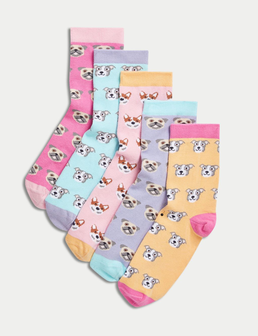 5pk Cotton Rich Dog Socks image 1