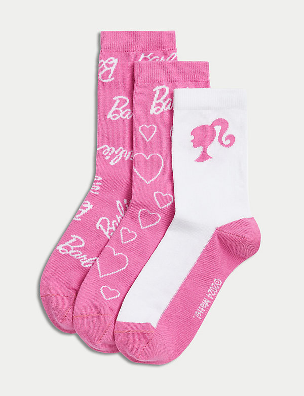 3pk Cotton Rich Barbie™ Socks (6 Small - 7 Large) - DE
