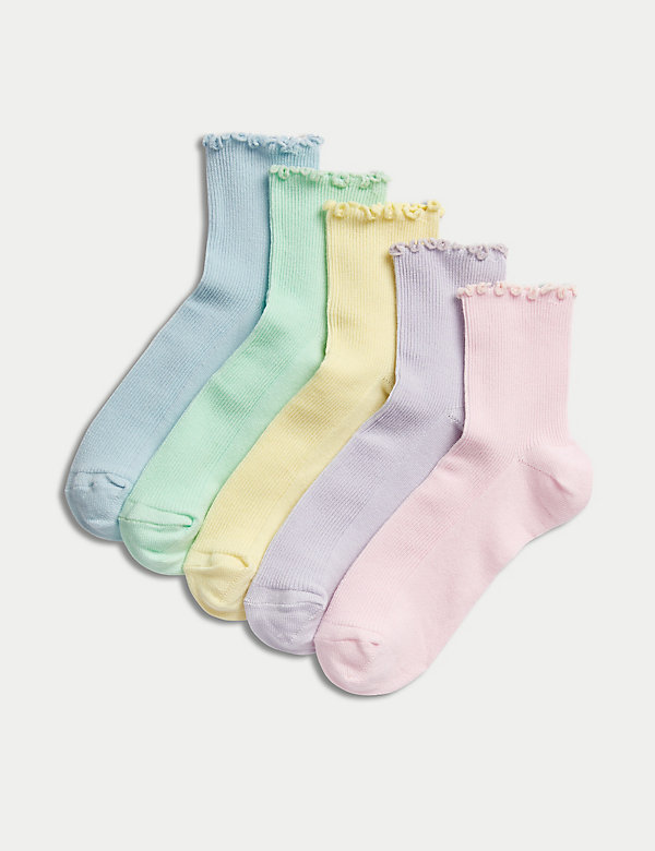 5pk Cotton Rich Ribbed Socks (6 Small - 7 Large) - US