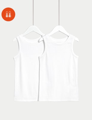 Marks And Spencer Boys M&S Collection 2pk Thermal Cotton Blend Vests (2-14 Yrs) - White, White