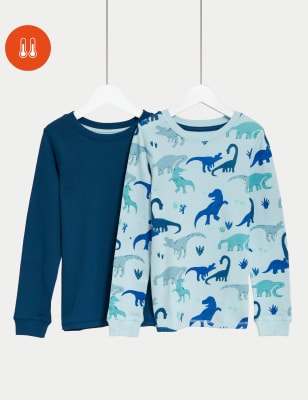 

M&S Collection 2er-Pack Thermo-Oberteile mit Heatgen™ und Dinosauriermotiv (2-14 Jahre) - Blue Mix, Blue Mix