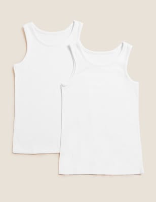 

Boys M&S Collection 2pk Boys' Thermal Cotton Blend Vests (2-16 Yrs) - White, White