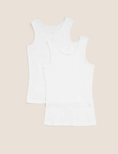 2pk Girls' Thermal Cotton Blend Vests (2-16 Yrs)