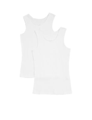 M&S Girls 2pk Girls' Thermal Cotton Blend Vests (2-16 Yrs)