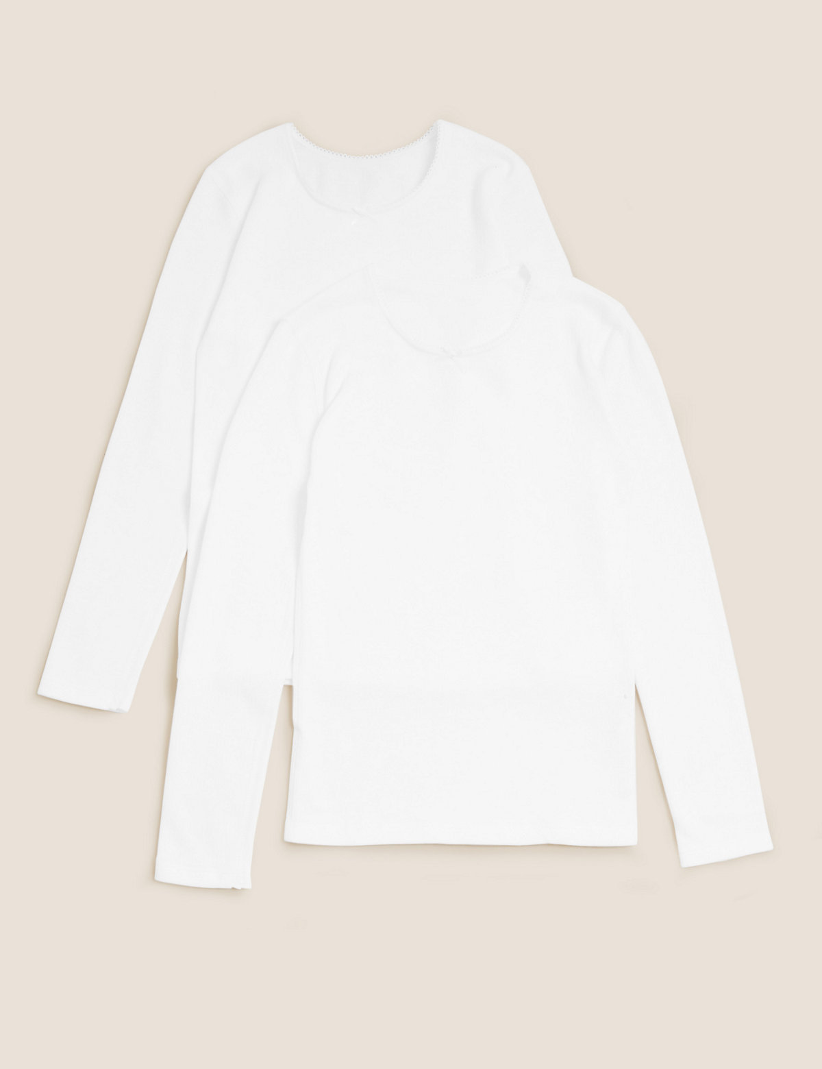 2pk Girls' Thermal Cotton Blend Long Sleeved Vests (2-16 Yrs)