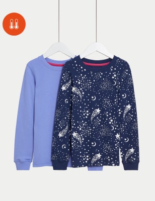 

Girls M&S Collection 2pk Heatgen™ Thermal Star Print Tops (2-14 Yrs) - Navy Mix, Navy Mix