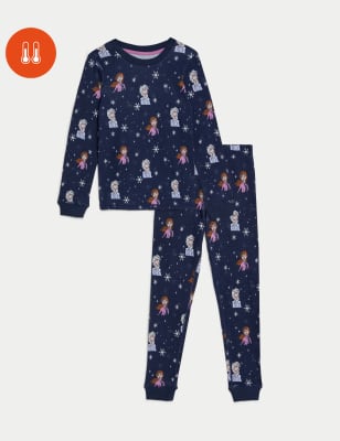 girls m&s collection heatgen™ thermal disney frozen™ set (2-10 yrs) - navy mix