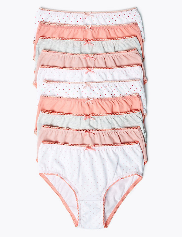 10pk Pure Cotton Spotted Knickers (2-16 Yrs) - IL