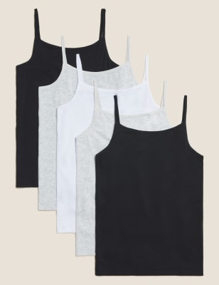 

M&S Collection 5er-Pack Trägertops aus Baumwolle (2-16 Jahre) - Black Mix, Black Mix