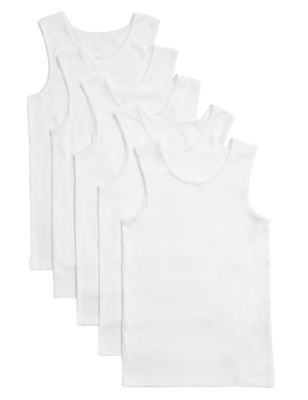 M&S Girls 5pk Pure Cotton Vests (2-16 Yrs)