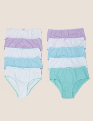 M&S Collection Underwear 10pk Pure Cotton Spotted Knickers (2-16