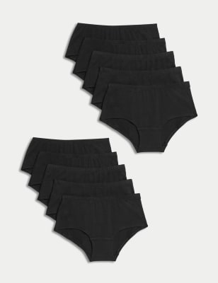 Lot de 10 shortys en coton extensible (du 2 au 16 ans) - Black Mix