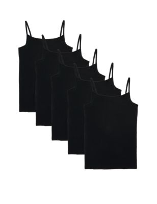 

Girls M&S Collection 5pk Cotton Rich Vests (2-14 Yrs) - Black, Black