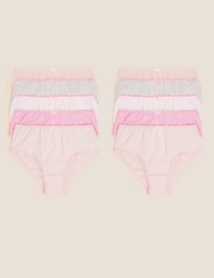 10pk Pure Cotton Spotty & Plain Knickers (2-14 Yrs) - CY