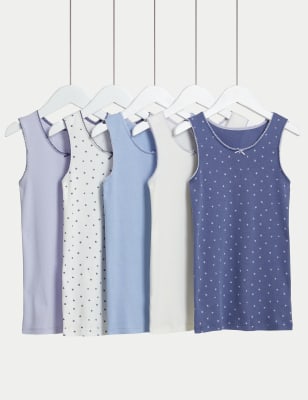 

Girls M&S Collection 5pk Pure Cotton Stars & Plain Vests (2-14 Yrs) - Lilac Mix, Lilac Mix