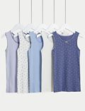 5er-Pack einfarbige Unterhemden und Unterhemden mit Sternmuster aus reiner Baumwolle (2–14 J.)