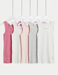 Pack de 5 camisetas sin mangas 100% algodón con diseño de corazones y lisas (2-14&nbsp;años)