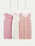 Pack de 3 camisetas sin mangas 100% algodón florales (2-14&nbsp;años)