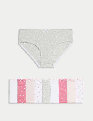 10pk Pure Cotton Heart Knickers (2-12 Yrs)