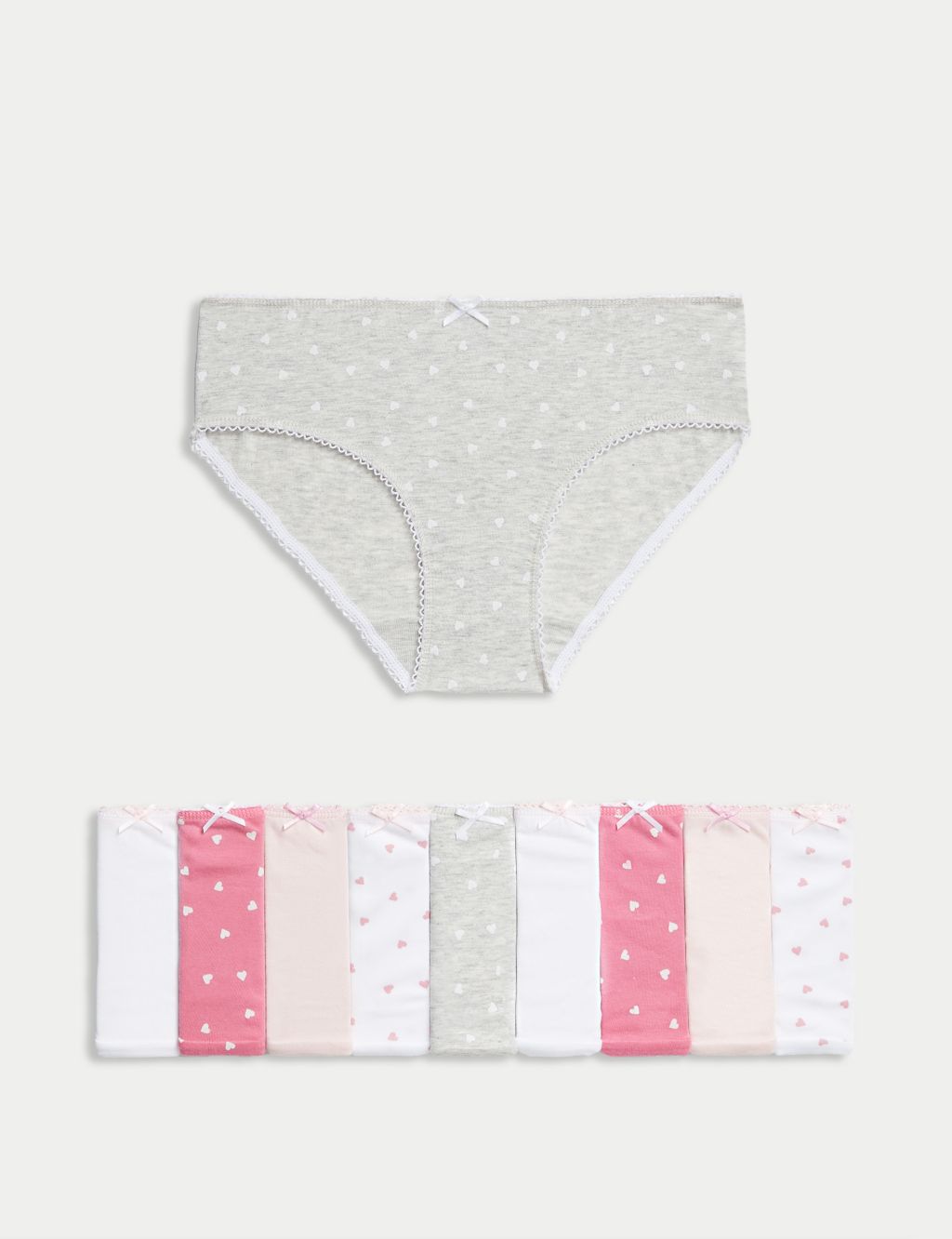 10pk Pure Cotton Heart Knickers (2-12 Yrs) image 1