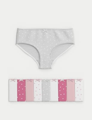 10pk Cotton Rich Heart Knickers (2-14 Yrs) - NZ