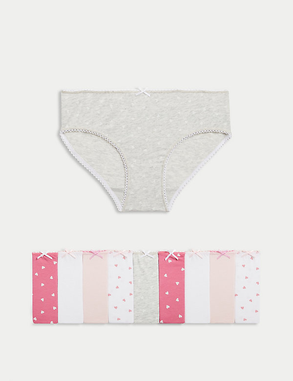 10pk Cotton Rich Heart Knickers (2-14 Yrs) - BE